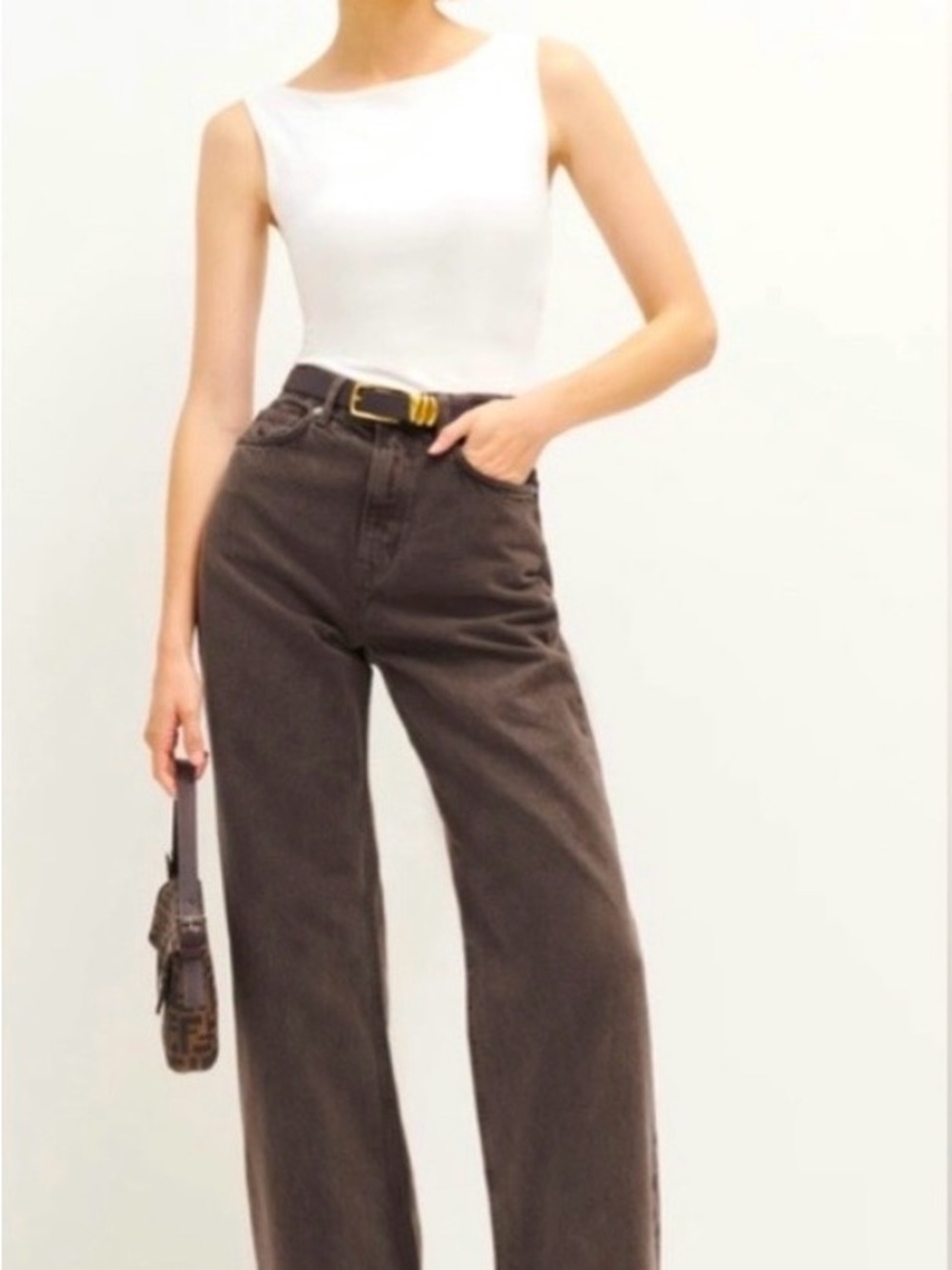 Reformation Sz 24 Cary High Rise Slouchy Wide Leg Sustainable Brown Jeans